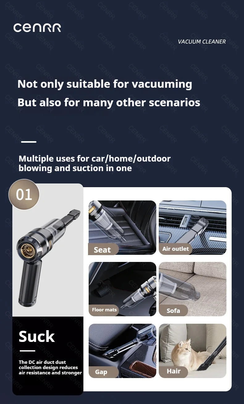 CENRR 998000PA Car Vacuum Cleaner Powerful Portable HandHeld Vacuum Cleaner For Car Wireless Cleaner Robot Car Accessories