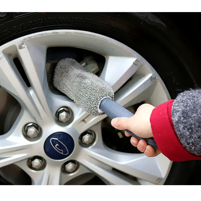 Cleaning Brush Microfiber Wash Wheel Detailing Car Tire Hub Long Handle Washing Tool for Car Trunk Motorcycle Auto Washing Tools