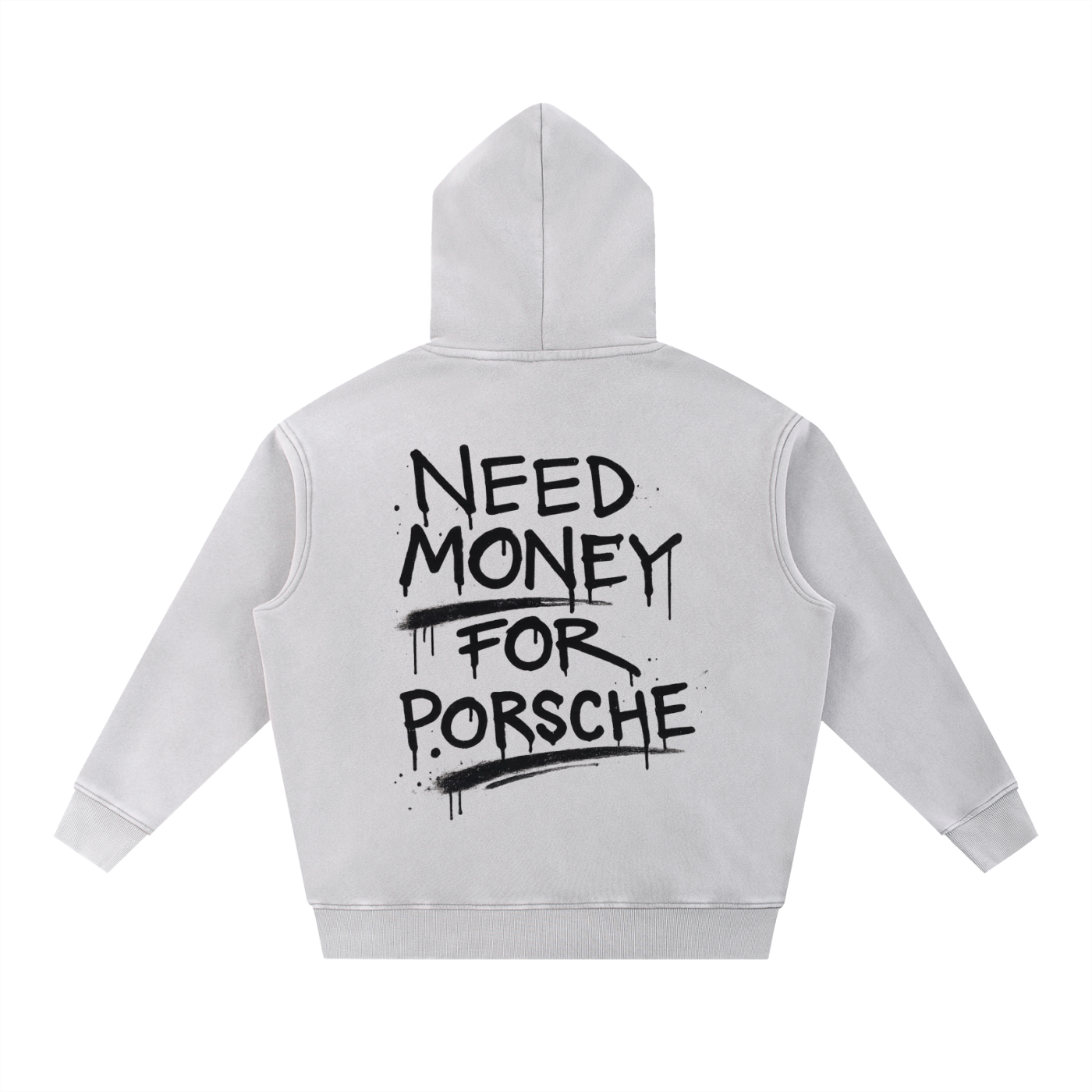"Need Money For Porsche" Washed Oversize Hoodie