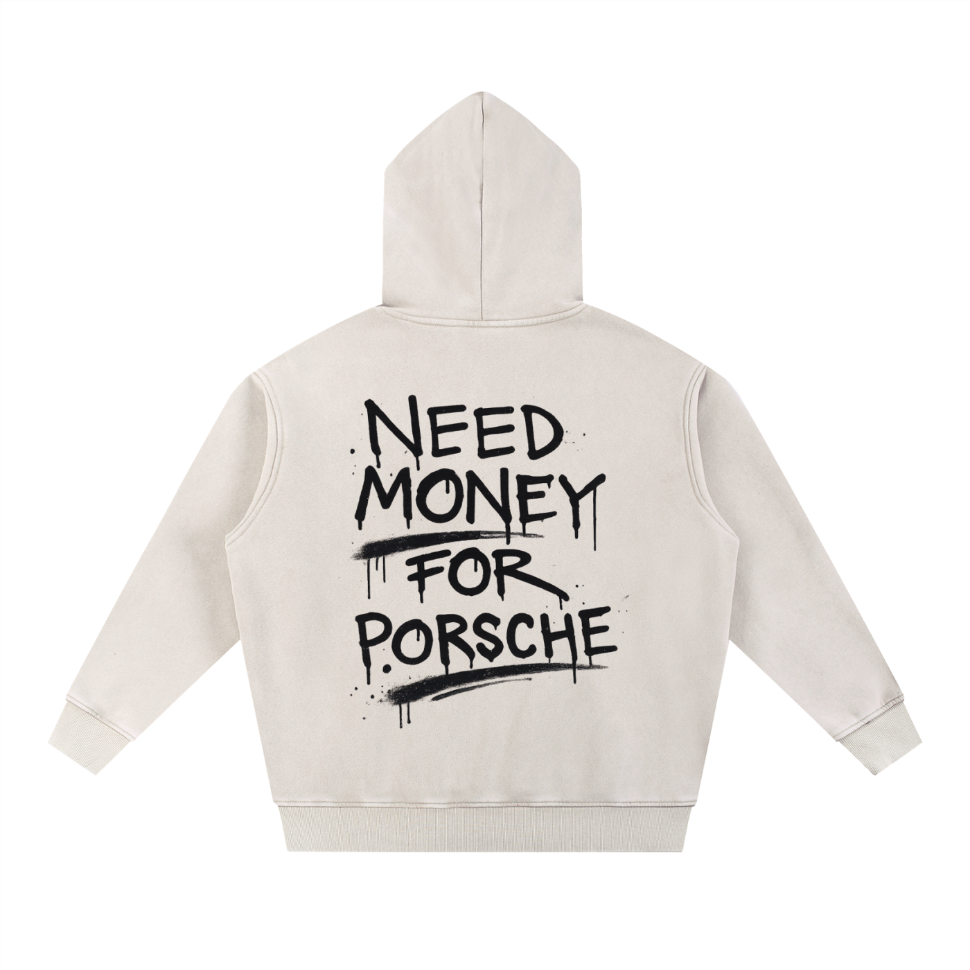 "Need Money For Porsche" Washed Oversize Hoodie