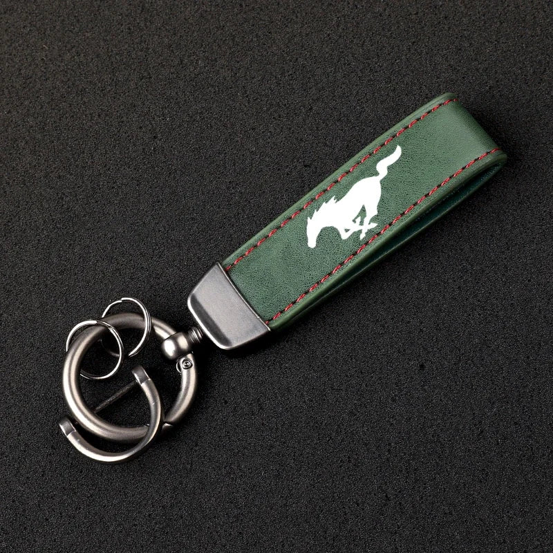 Ford Mustang Leather Car Key Keychain
