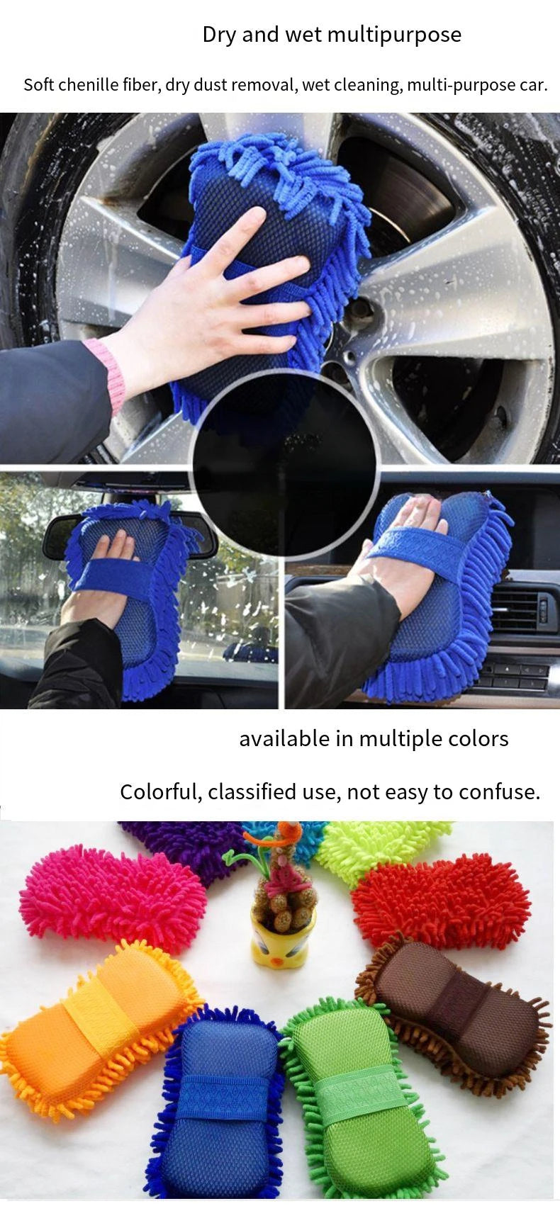 Car Wash Microfiber Chenille Car Wash Sponge Care Washing Brush Pad Washing Towel Auto Gloves Styling Accessories Gadget