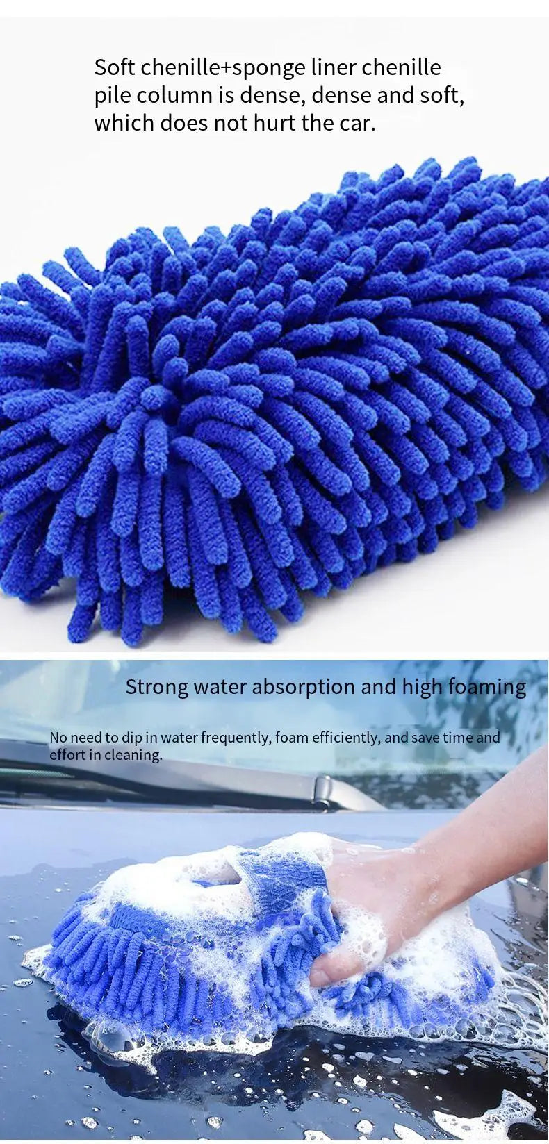 Car Wash Microfiber Chenille Car Wash Sponge Care Washing Brush Pad Washing Towel Auto Gloves Styling Accessories Gadget