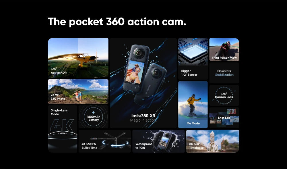 Insta360 X3 - Waterproof 360 Action Camera