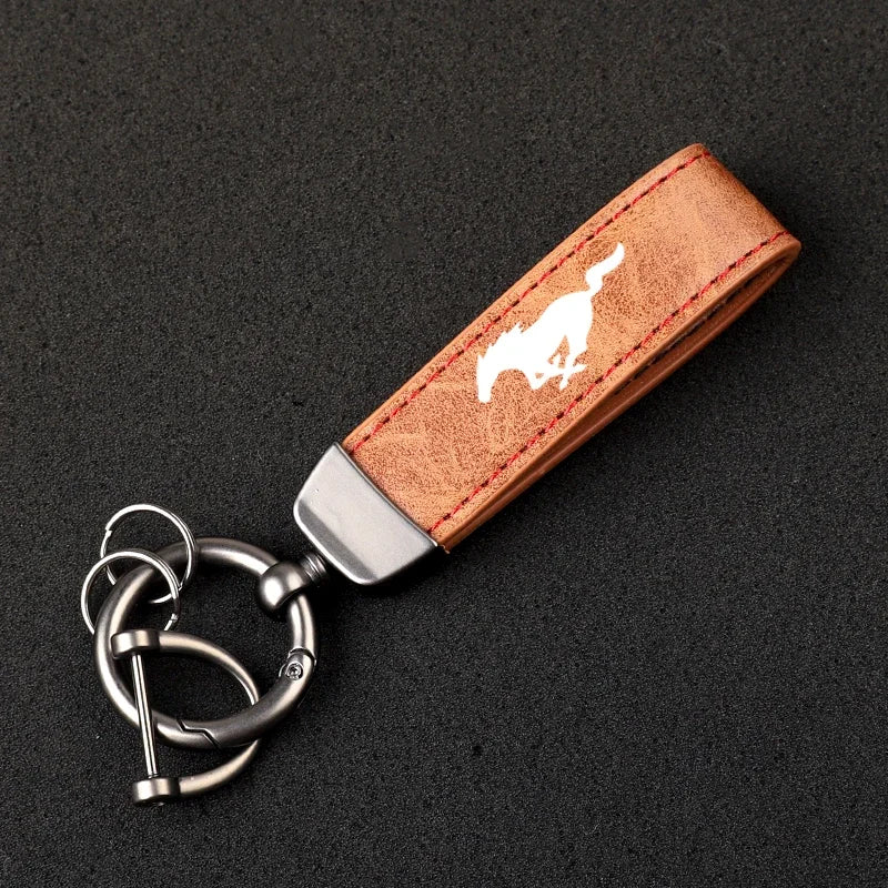 Ford Mustang Leather Car Key Keychain
