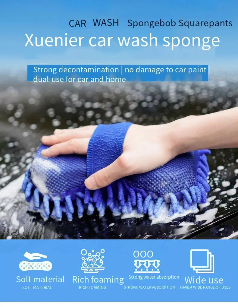 Car Wash Microfiber Chenille Car Wash Sponge Care Washing Brush Pad Washing Towel Auto Gloves Styling Accessories Gadget