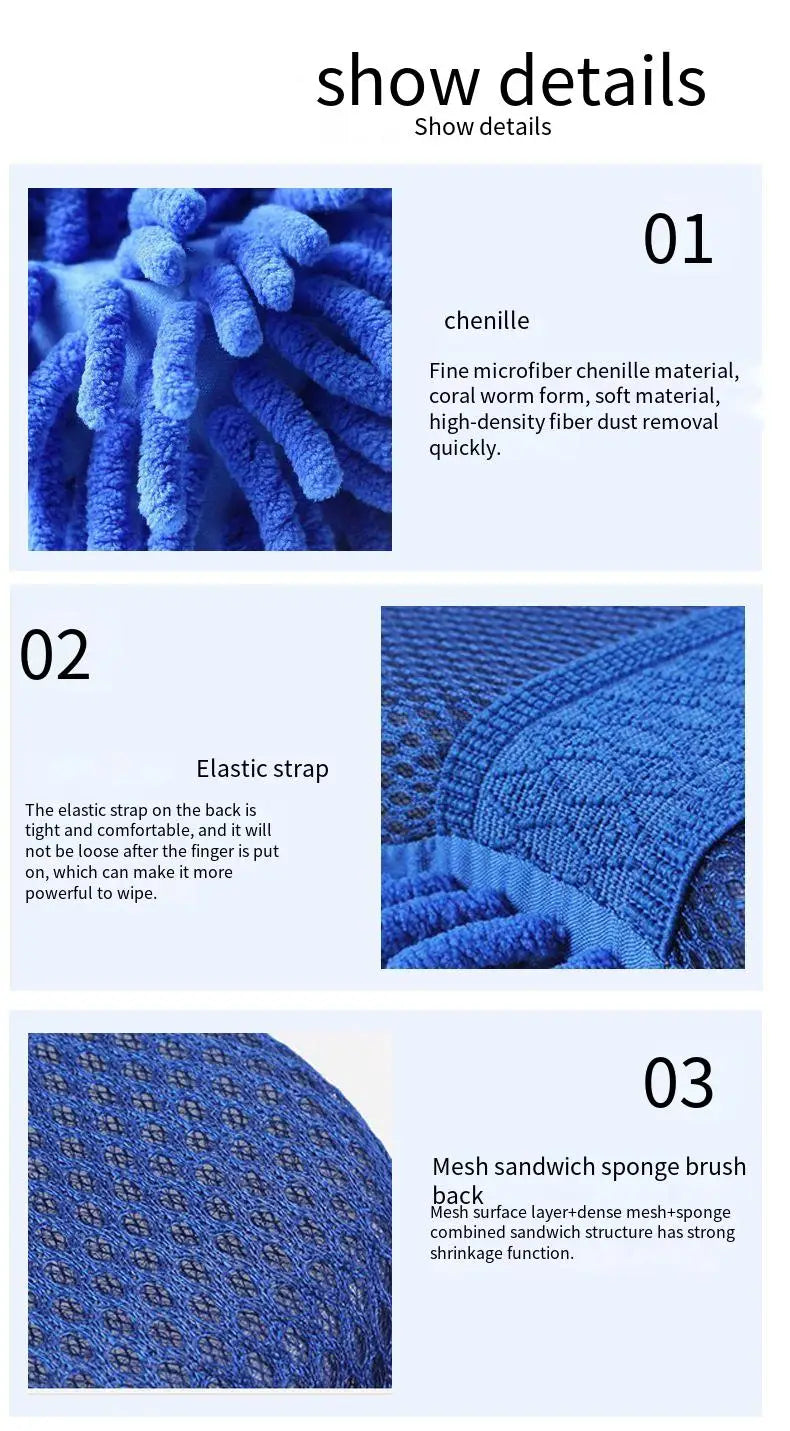 Car Wash Microfiber Chenille Car Wash Sponge Care Washing Brush Pad Washing Towel Auto Gloves Styling Accessories Gadget