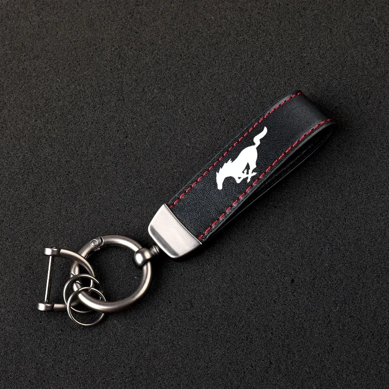 Ford Mustang Leather Car Key Keychain