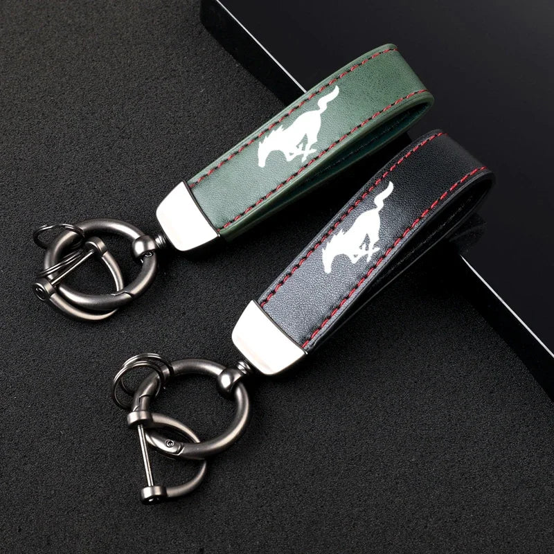 Ford Mustang Leather Car Key Keychain