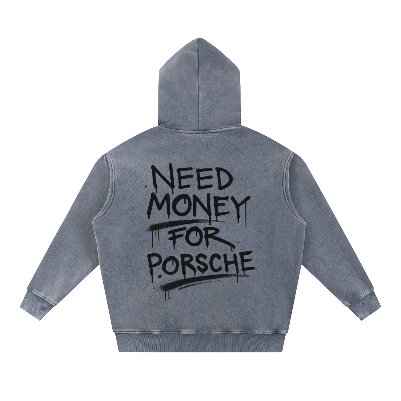 "Need Money For Porsche" Washed Oversize Hoodie