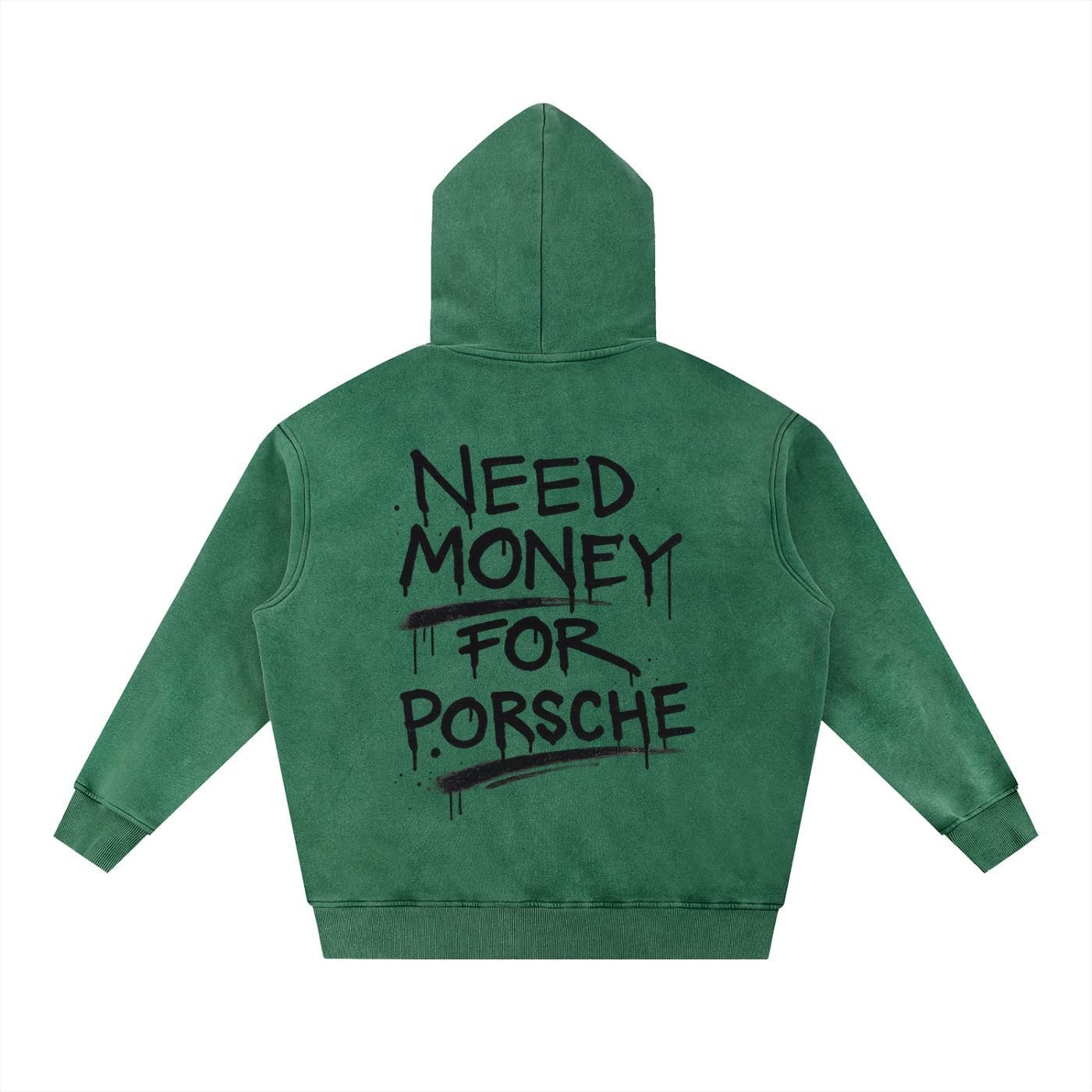 "Need Money For Porsche" Washed Oversize Hoodie